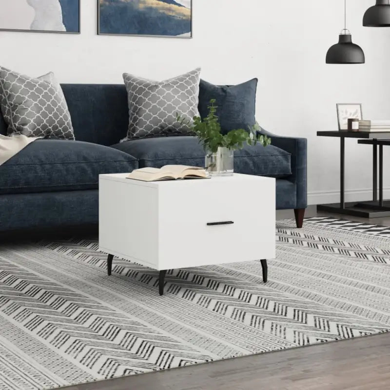 Salontafel met ijzeren poten en hoogglans wit bewerkt hout - Wit / 1 - Salontafels