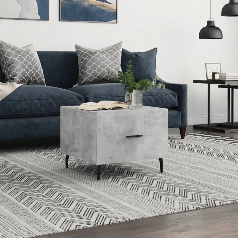 Salontafel met ijzeren poten en hoogglans wit bewerkt hout - Betongrijs / 1 - Salontafels