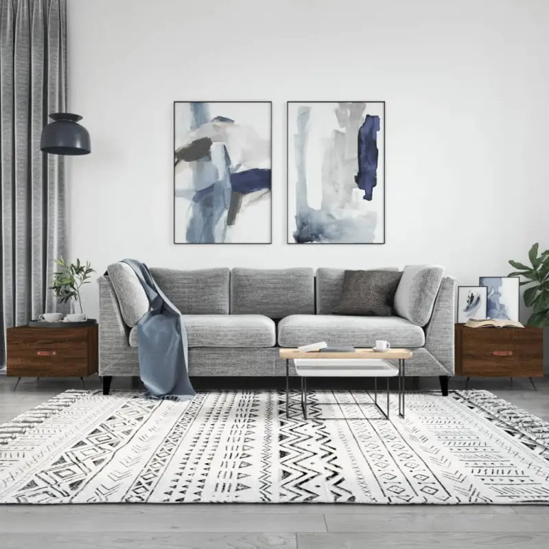 Salontafel met ijzeren poten en hoogglans wit bewerkt hout - bruin eikenkleur / 2 - Salontafels