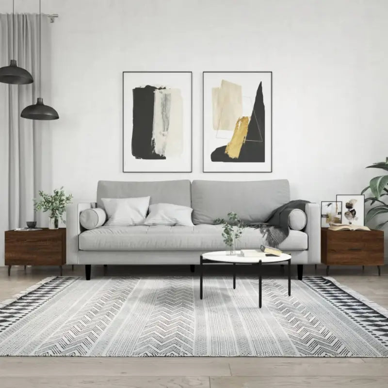 Salontafel met ijzeren poten en hoogglans wit bewerkt hout - bruin eikenkleur / 2 - Salontafels