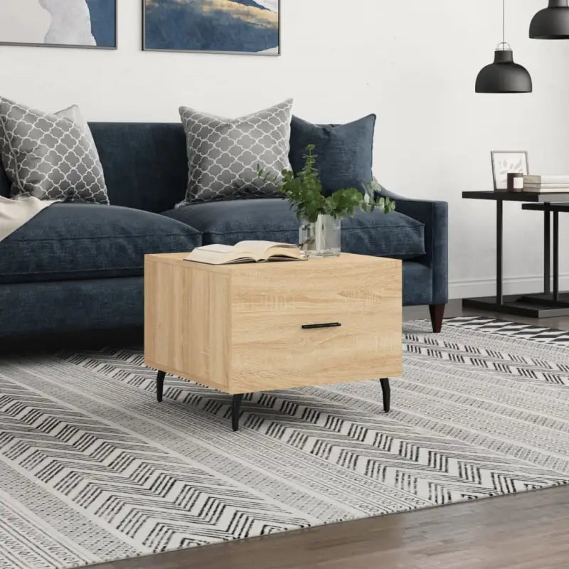 Salontafel met ijzeren poten en hoogglans wit bewerkt hout - Sonoma eiken / 1 - Salontafels