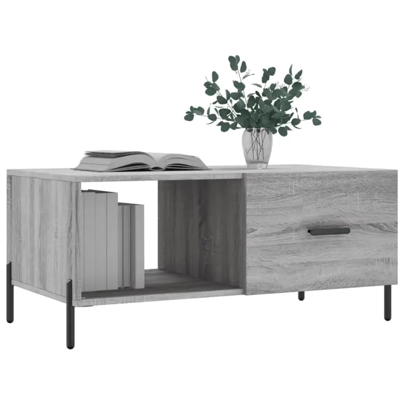 Salontafel met ijzeren poten in grijs sonoma bewerkt hout - Salontafels