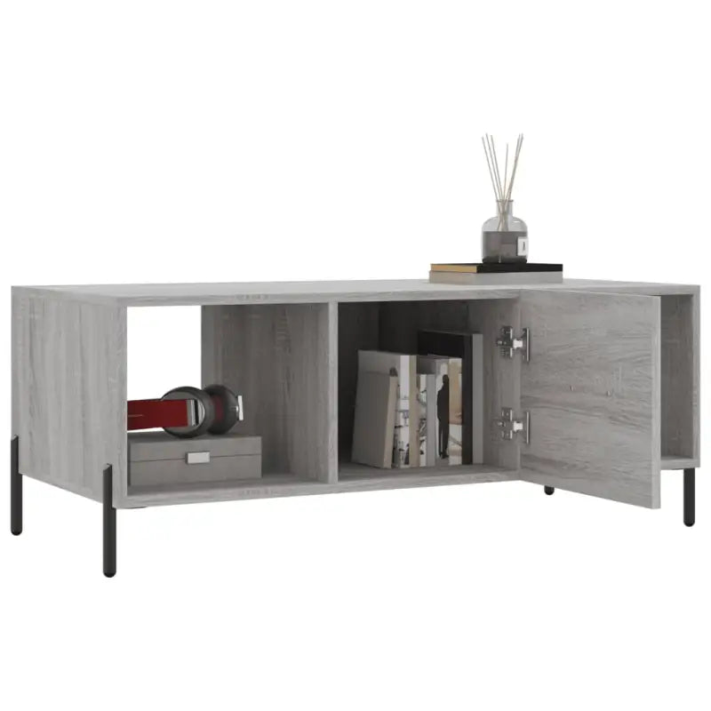 Salontafel met ijzeren poten in grijs Sonoma van bewerkt hout - Salontafels