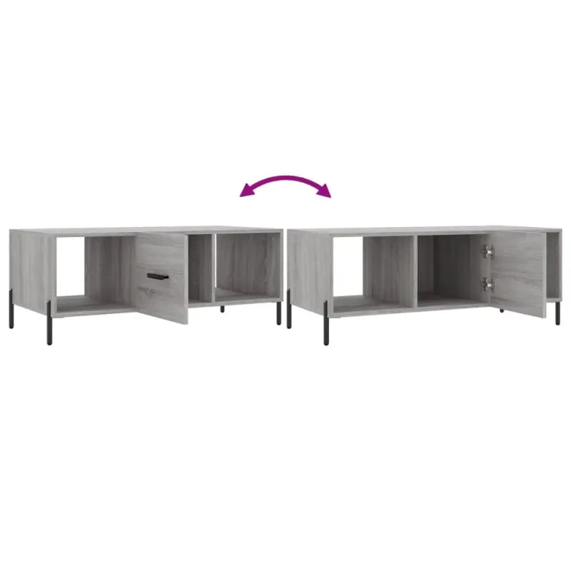 Salontafel met ijzeren poten in grijs Sonoma van bewerkt hout - Salontafels