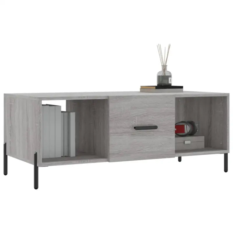 Salontafel met ijzeren poten in grijs Sonoma van bewerkt hout - Salontafels