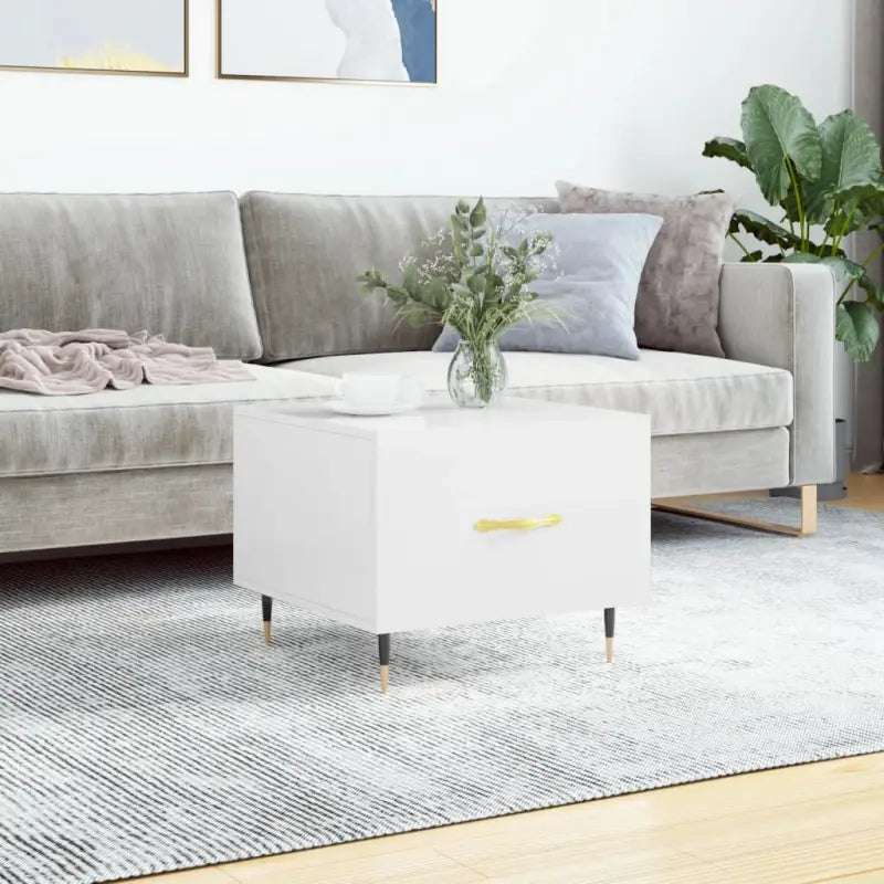 Salontafel met ijzeren poten van bewerkt hout voor elegantie - Hoogglans wit / 1 - Salontafels