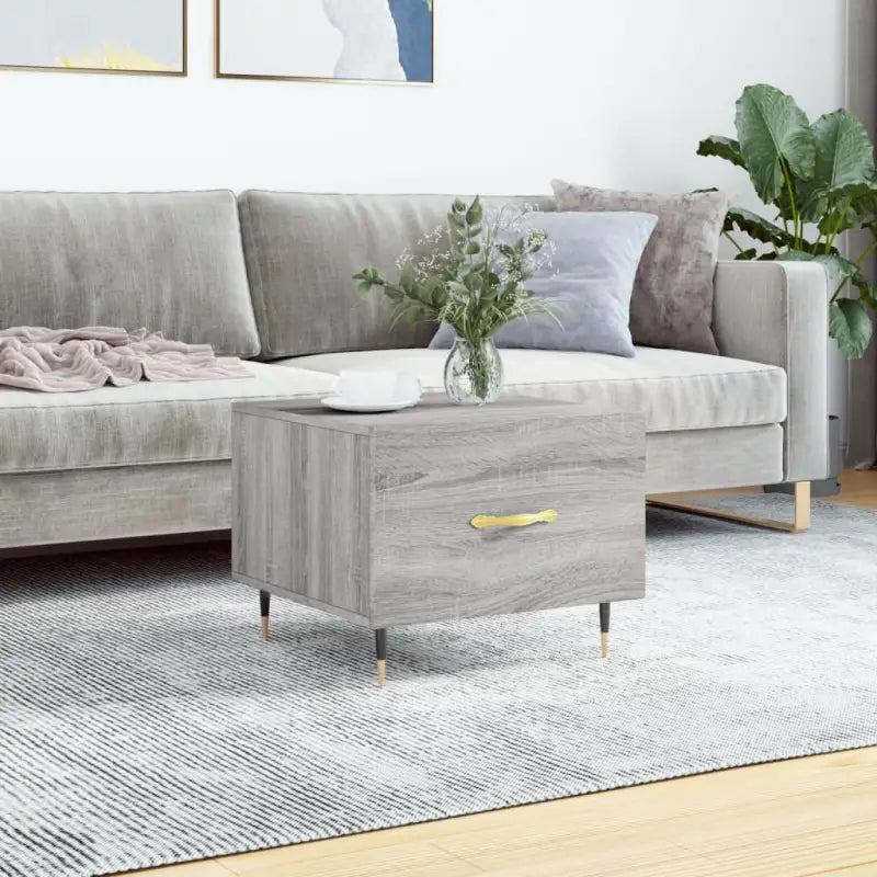 Salontafel met ijzeren poten van bewerkt hout voor elegantie - Grijs sonoma / 1 - Salontafels