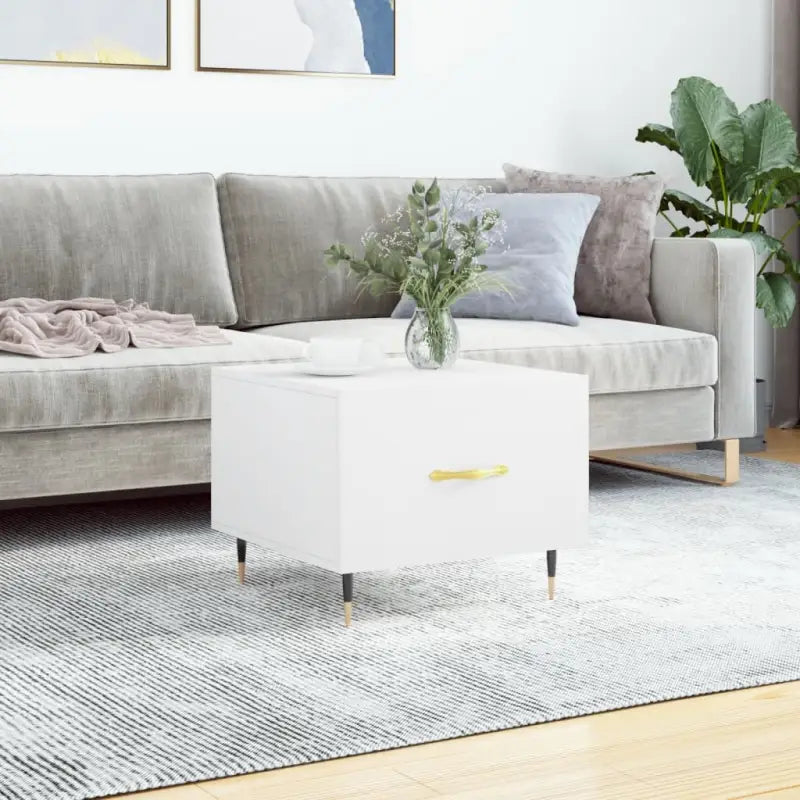 Salontafel met ijzeren poten van bewerkt hout voor elegantie - Wit / 1 - Salontafels