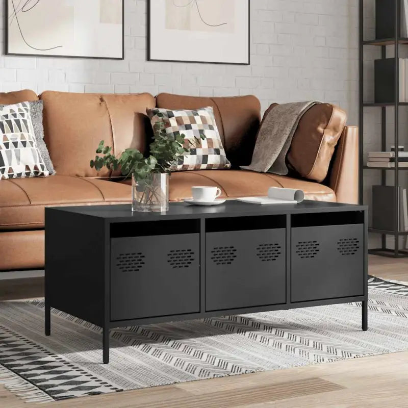 Salontafel met koudgewalst staal en verstelbare schroefpoten - Zwart / 1 - Salontafels
