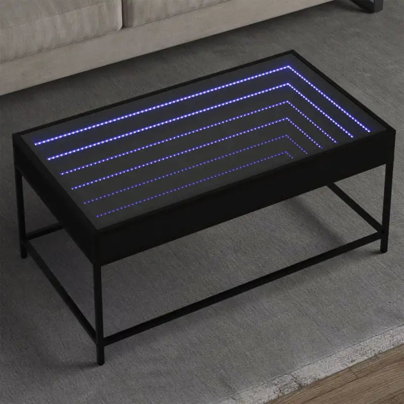 Salontafel met LED-infinity spiegel en bewerkt hout voor duurzame stijl - Zwart / 90 x 50 x 41 cm / 1 - Salontafels