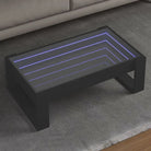 Salontafel met LED-infinity spiegel en bewerkt hout voor stabile stijl - Zwart / 1 / 90 cm - Salontafels