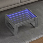 Salontafel met LED-infinity spiegel en bewerkt hout voor stabile stijl - Grijs sonoma / 1 / 70 cm - Salontafels