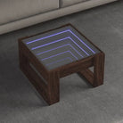 Salontafel met LED-infinity spiegel en bewerkt hout voor stabile stijl - bruin eikenkleur / 1 / 50 cm - Salontafels