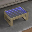 Salontafel met LED-infinity spiegel en bewerkt hout voor stabile stijl - Sonoma eiken / 1 / 70 cm - Salontafels