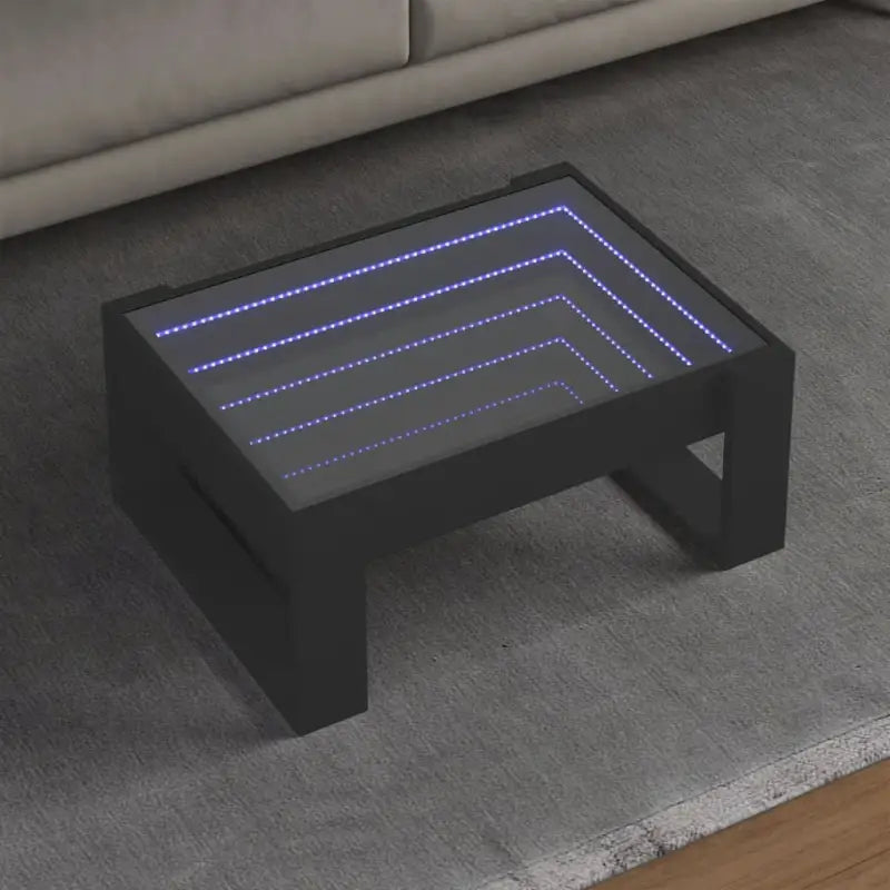 Salontafel met LED-infinity spiegel en bewerkt hout voor stabile stijl - Zwart / 1 / 70 cm - Salontafels