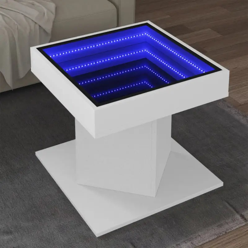 Salontafel met LED-infinity spiegel in bewerkt hout en grijs Sonoma - Wit / 1 - Salontafels