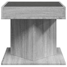 Salontafel met LED-infinity spiegel in bewerkt hout en grijs Sonoma - Salontafels