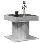 Salontafel met LED-infinity spiegel in bewerkt hout en grijs Sonoma - Salontafels