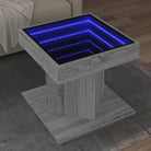 Salontafel met LED-infinity spiegel in bewerkt hout en grijs Sonoma - Salontafels