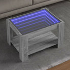 Salontafel met LED-infinity spiegel in grijs Sonoma bewerkt hout - Grijs sonoma / 1 / 73 cm - Salontafels
