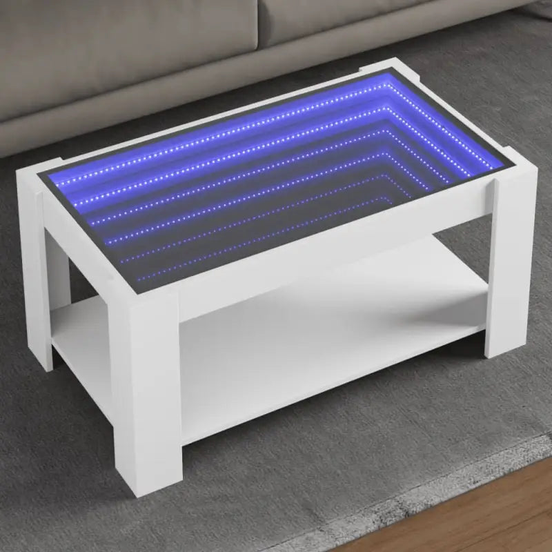 Salontafel met LED-infinity spiegel in grijs Sonoma bewerkt hout - Wit / 1 / 93 cm - Salontafels
