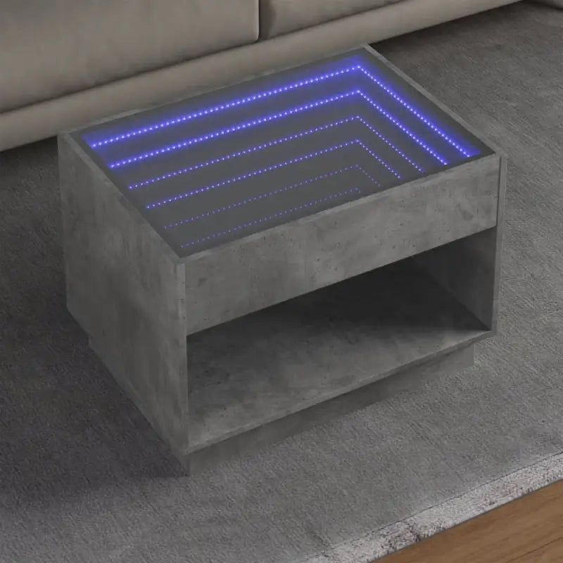 Salontafel met LED-infinity spiegel in grijs sonoma van bewerkt hout - Betongrijs / 1 / 70 cm - Salontafels