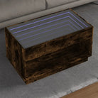 Salontafel met LED-infinity spiegel in grijs sonoma van bewerkt hout - Gerookt eiken / 1 / 90 cm - Salontafels