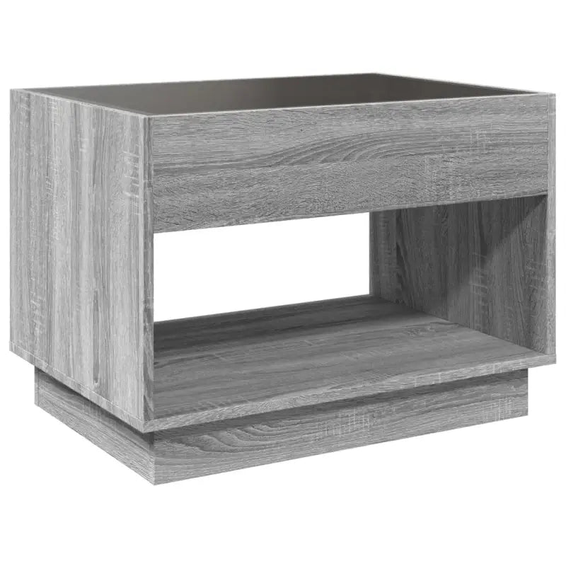 Salontafel met LED-infinity spiegel in grijs sonoma van bewerkt hout - Salontafels