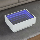 Salontafel met LED-infinity spiegel van bewerkt hout voor elke ruimte - Wit / 70 x 50 x 30 cm / 1 - Salontafels