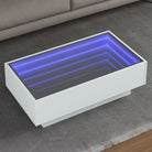 Salontafel met LED-infinity spiegel van bewerkt hout voor elke ruimte - Wit / 90 x 50 x 30 cm / 1 - Salontafels