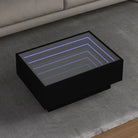 Salontafel met LED-infinity spiegel van bewerkt hout voor elke ruimte - Zwart / 70 x 50 x 30 cm / 1 - Salontafels