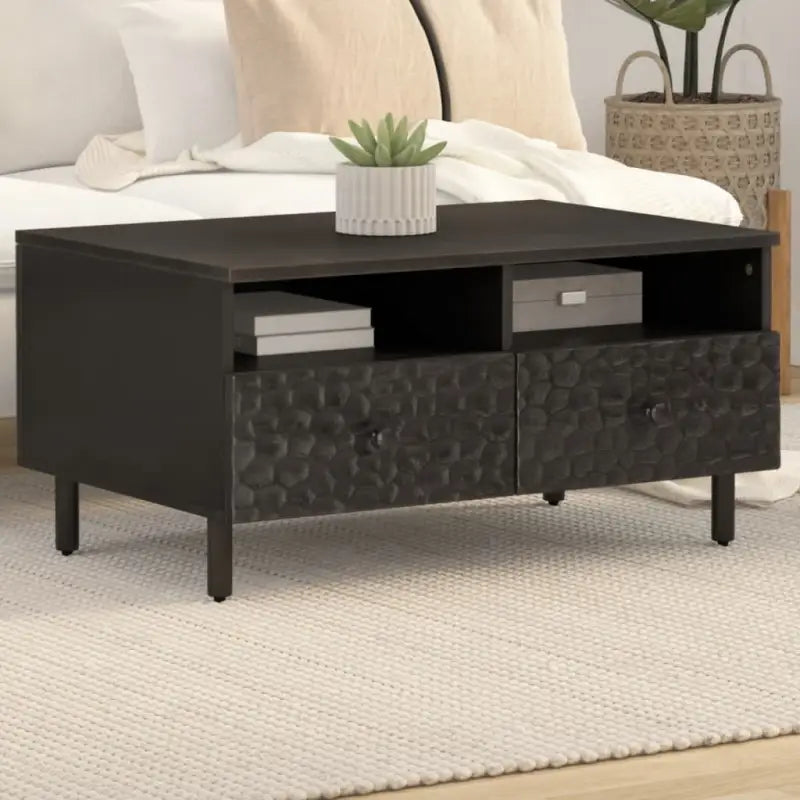 Salontafel met massief acaciahout en ijzeren poten voor elegante woonkamer - Zwart / 1 / massief mangohout - Salontafels