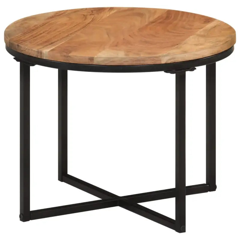 Salontafel met massief acaciahout en ijzeren poten voor stijlvolle woonkamer - 45 x 45 x 35 cm / 1 - Salontafels