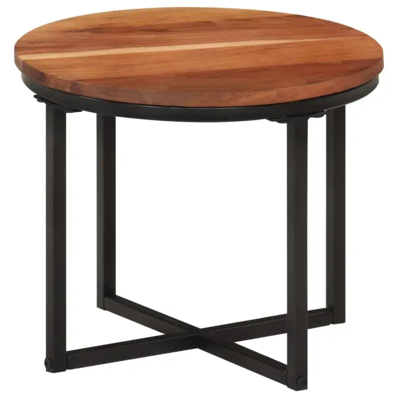 Salontafel met massief acaciahout en ijzeren poten voor stijlvolle woonkamer - 35 x 35 x 30 cm / 1 - Salontafels