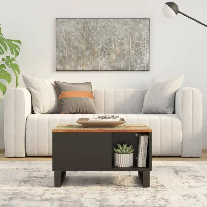 Salontafel met massief acaciahout en ijzeren poten voor unieke stijl - Multikleur / 60 x 50 x 35 cm / 1 - Salontafels