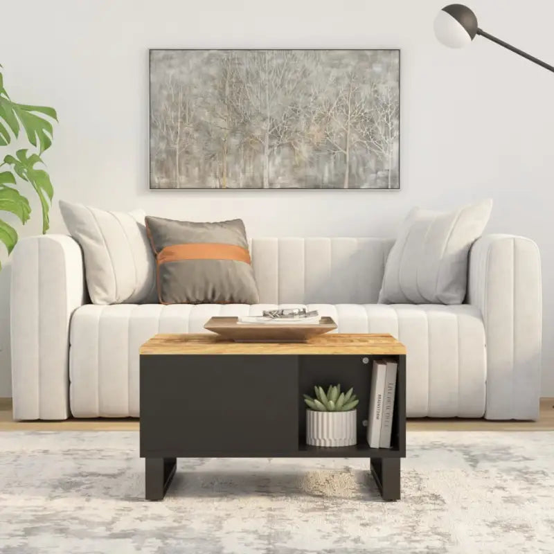 Salontafel met massief acaciahout en ijzeren poten voor unieke stijl - Lichtbruin / 60 x 50 x 35 cm / 1 - Salontafels