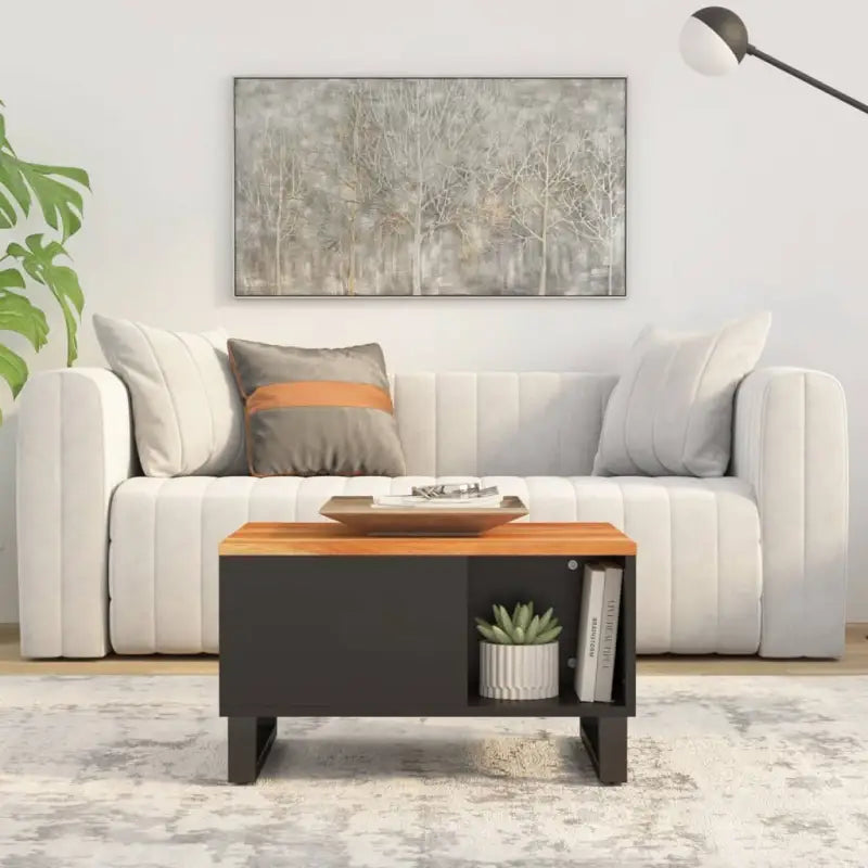 Salontafel met massief acaciahout en ijzeren poten voor unieke stijl - Bruin / 60 x 50 x 35 cm / 1 - Salontafels