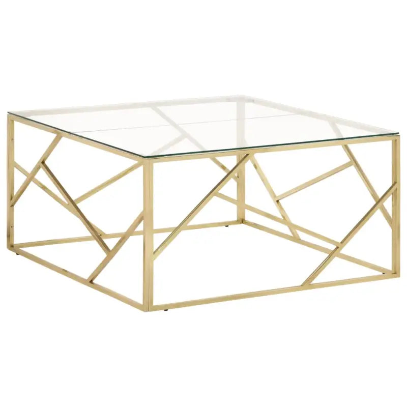 Salontafel met massief acaciahout en roestvrij staal elegant design - Goud / 1 / Glas - Salontafels