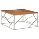 Salontafel met massief acaciahout en roestvrij staal elegant design - Salontafels