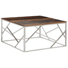 Salontafel met massief acaciahout en roestvrij staal elegant design - Zilver / 1 / Hout - Salontafels