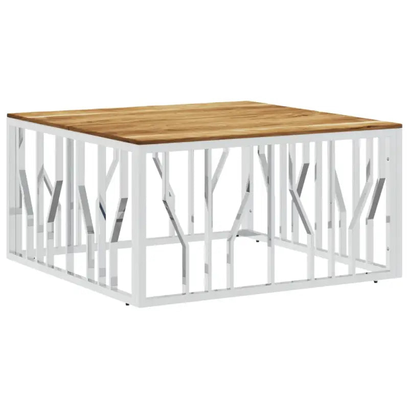 Salontafel met massief acaciahout en roestvrijstalen frame - Salontafels