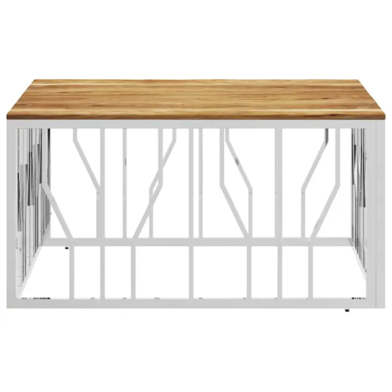 Salontafel met massief acaciahout en roestvrijstalen frame - Salontafels