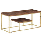 Salontafel met massief bielshout en roestvrij staal voor elegantie - Goud / 1 / Hout - Salontafels
