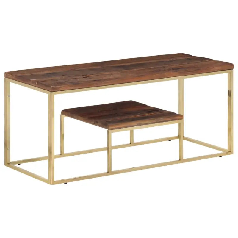 Salontafel met massief bielshout en roestvrij staal voor elegantie - Goud / 1 / Hout - Salontafels