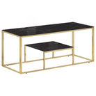 Salontafel met massief bielshout en roestvrij staal voor elegantie - Goud en zwart / 1 / Glas - Salontafels