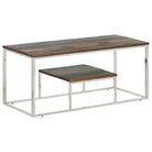 Salontafel met massief bielshout en roestvrij staal voor elegantie - Zilverkleurig en bruin / 1 / Hout - Salontafels