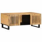Salontafel met massief mangohout en glazen tafelblad - Lichtbruin / 1 / massief mangohout - Salontafels