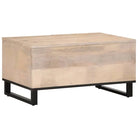 Salontafel met massief mangohout en glazen tafelblad - Salontafels