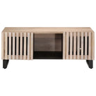 Salontafel met massief mangohout en glazen tafelblad - Salontafels