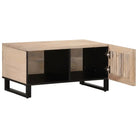 Salontafel met massief mangohout en glazen tafelblad - Salontafels